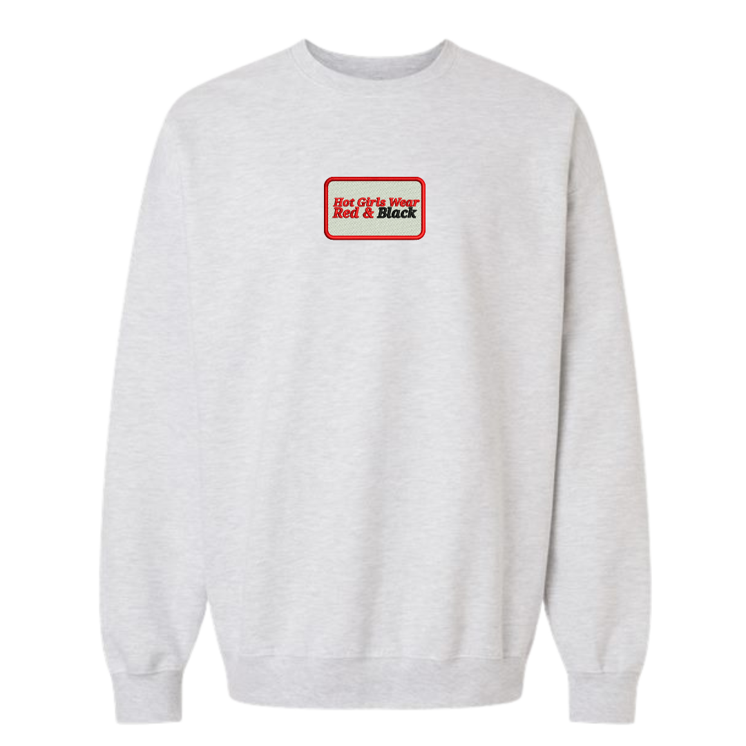 Hot Girls Wear Red & Black Embroidered Crewnecks