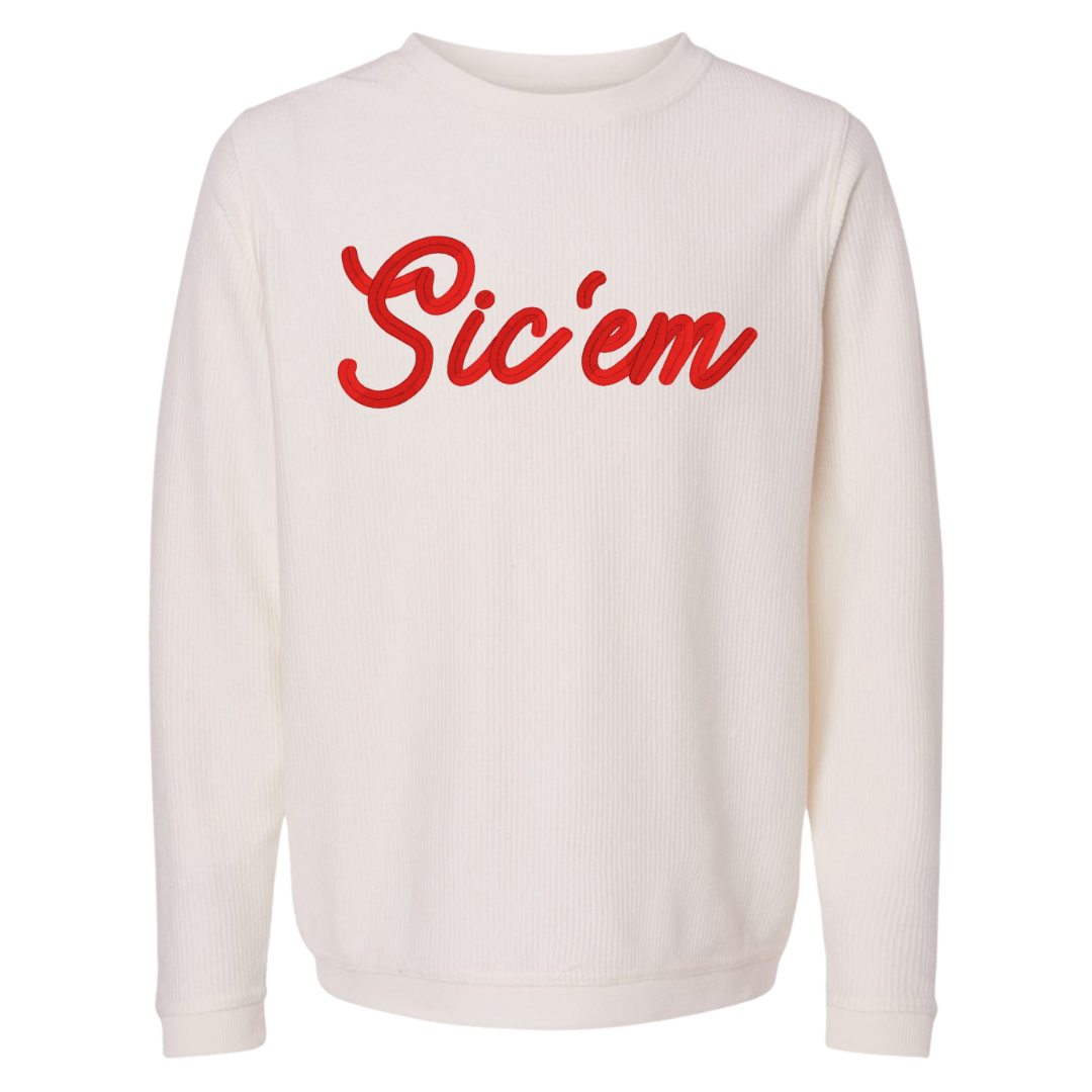 Ribbed Sic’em Crewneck