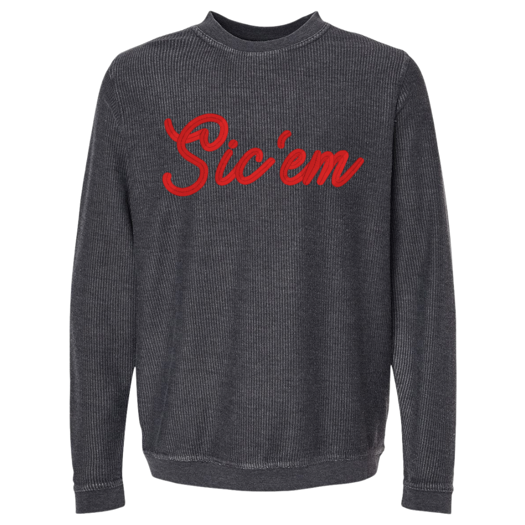 Ribbed Sic’em Crewneck