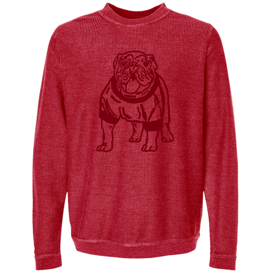 Bulldog Embroidered Corduroy Crewneck