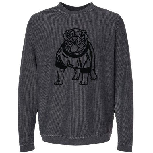 Bulldog Embroidered Corduroy Crewneck