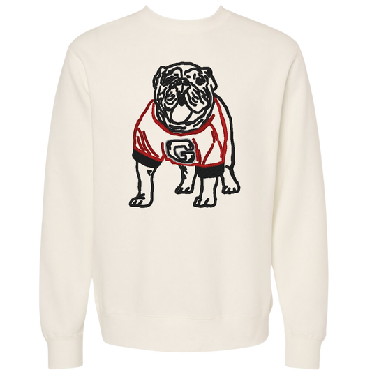 Bulldog Embroidered Crewneck