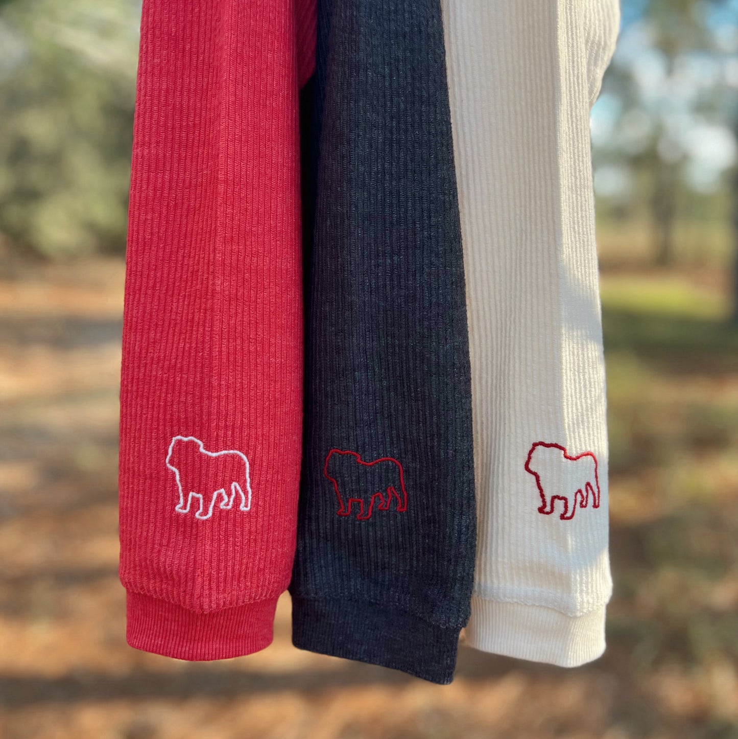 Georgia On My Mind Embroidered Corduroy Crewneck