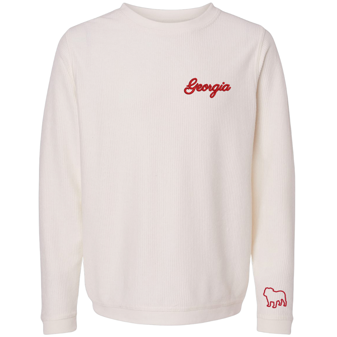 Georgia Embroidered Corduroy Crewneck