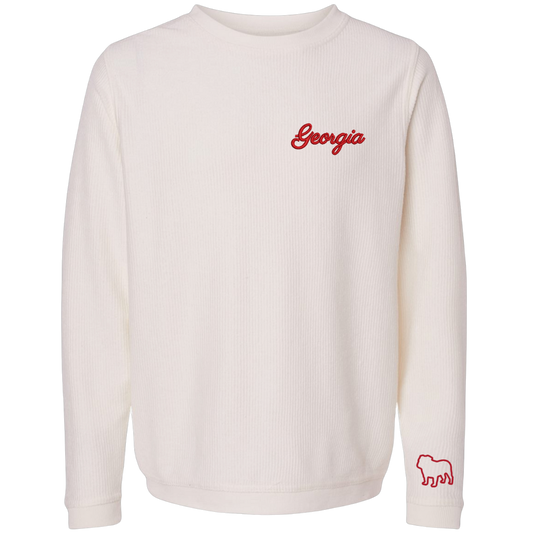 Georgia Embroidered Corduroy Crewneck