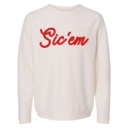 Ribbed Sic’em Crewneck