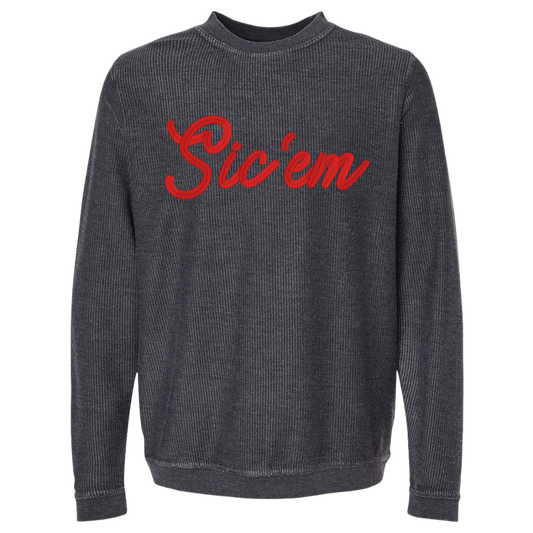 Ribbed Sic’em Crewneck