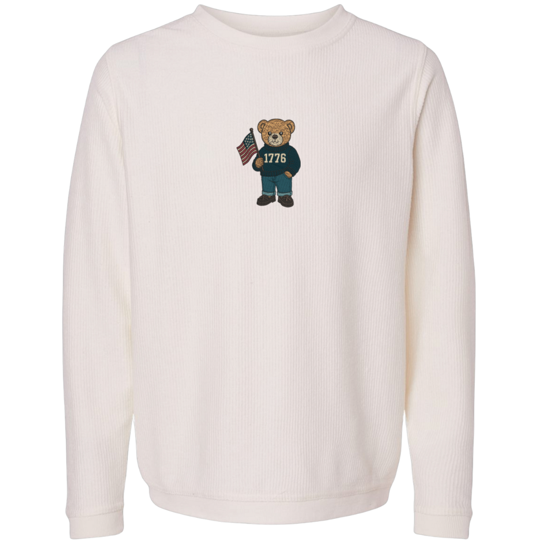 Americana bear Corduroy Crewneck