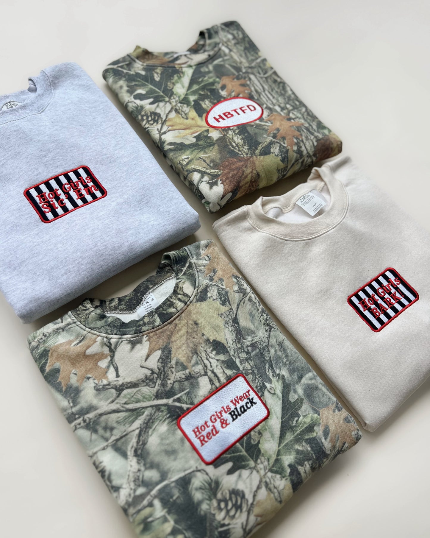 Hot Girls Sic’ Em Embroidered Crewnecks