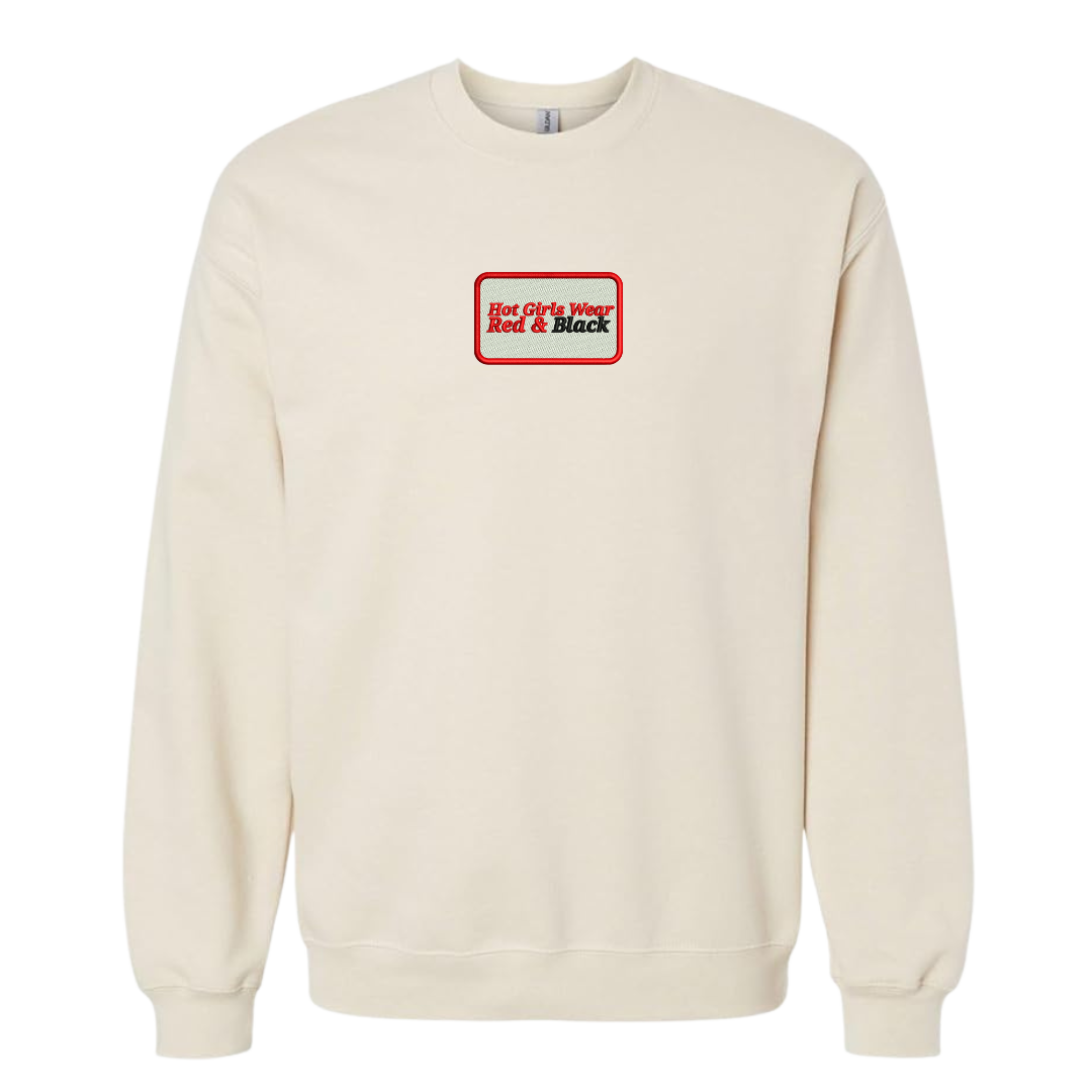 Hot Girls Wear Red & Black Embroidered Crewnecks