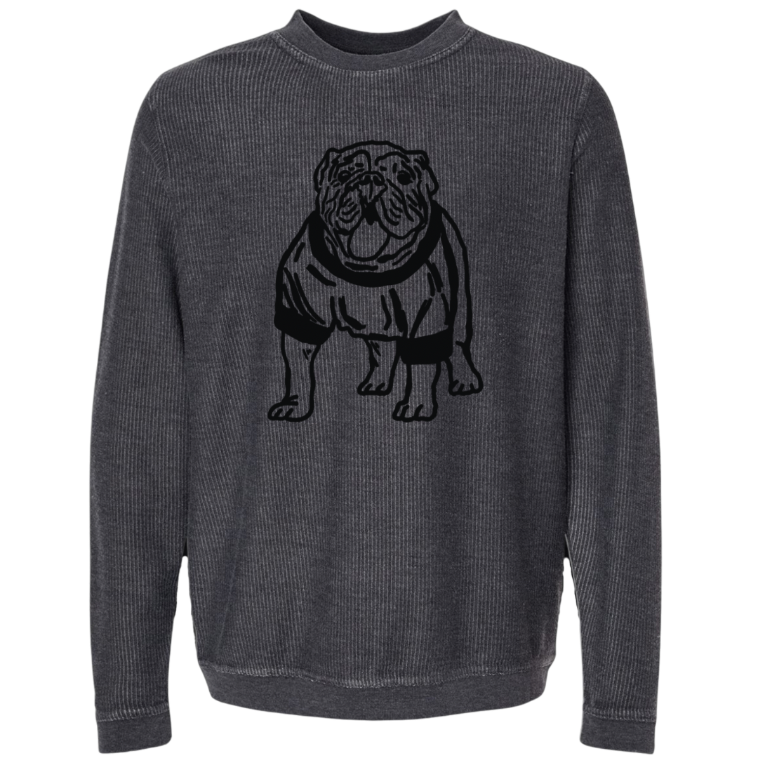 Bulldog Embroidered Corduroy Crewneck