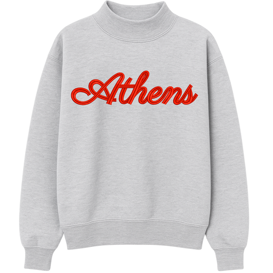 Athens Embroidered Mock-Neck Crewneck